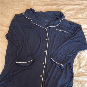 Stars Above Blue Pajama Top with Contrast Piping